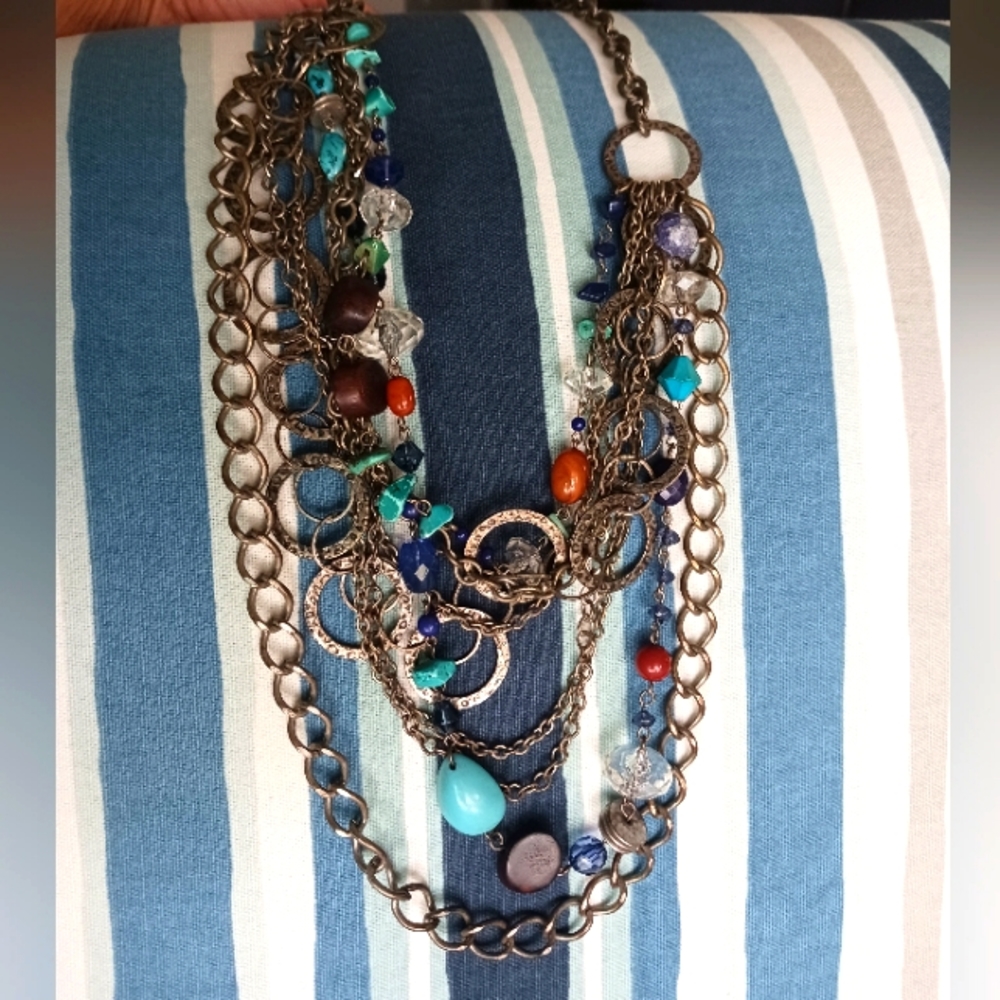 Chico's silver tone and faux stones necklace.